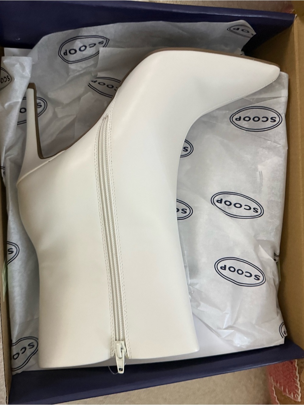 Sleek White Pointed Stiletto Mid-Calf Boots - Picture 2 of 5
